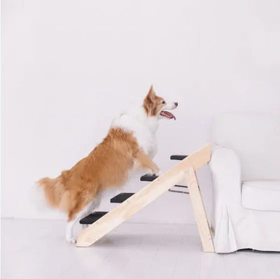 Wooden Foldable 4-storey Pet Stairs And Ramps null