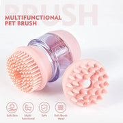 Cat Dog Pet Bath Brush Silicone Cat Dog Grooming Brush Puppy Massage Brush Hair Fur Cleaning Brush With Shampoo Dispenser Double Brush Head null