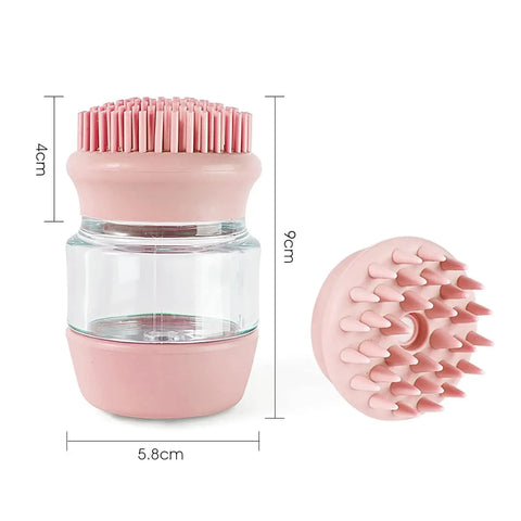 Cat Dog Pet Bath Brush Silicone Cat Dog Grooming Brush Puppy Massage Brush Hair Fur Cleaning Brush With Shampoo Dispenser Double Brush Head null