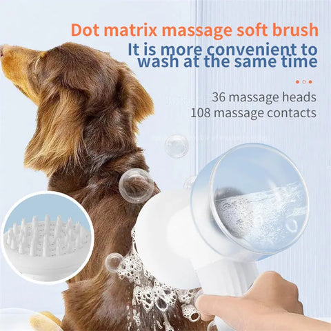 Automatic Foaming Dog Cat Bath Brush Dog Shampoo Brush With Soap Dispenser Electric Pet Grooming Massage Brush Pet Bath Brush Scrubber Comb For Dog Cat Pet Products null