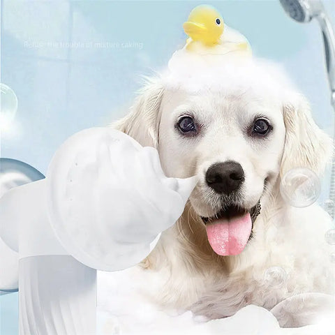 Automatic Foaming Dog Cat Bath Brush Dog Shampoo Brush With Soap Dispenser Electric Pet Grooming Massage Brush Pet Bath Brush Scrubber Comb For Dog Cat Pet Products null