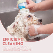 Cat Dog Pet Bath Brush Silicone Cat Dog Grooming Brush Puppy Massage Brush Hair Fur Cleaning Brush With Shampoo Dispenser Double Brush Head null