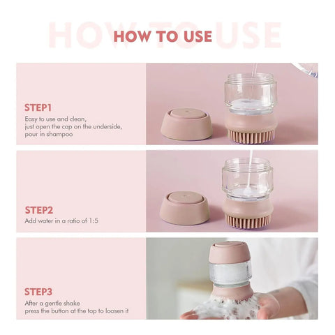 Cat Dog Pet Bath Brush Silicone Cat Dog Grooming Brush Puppy Massage Brush Hair Fur Cleaning Brush With Shampoo Dispenser Double Brush Head null