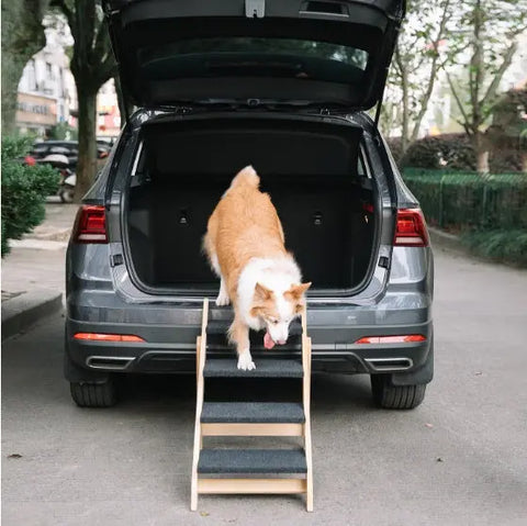 Wooden Foldable 4-storey Pet Stairs And Ramps null