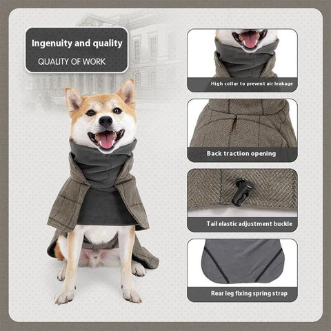 Dog Cotton Clothing British Style Dog Suit Vest Cold-proof Warm Dog Clothes Dog Cloak null