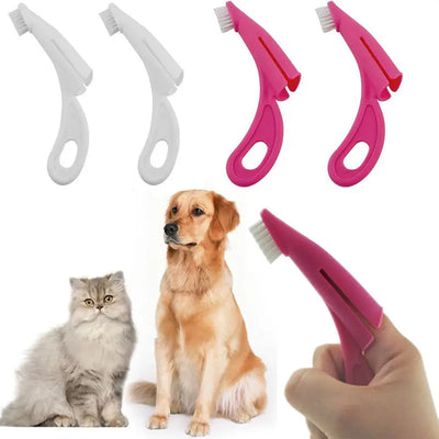 Pet Finger Toothbrush Teddy Dog Brush Bad Breath Tartar Teeth Tool Dog Cat Cleaning Supplies 2 Colors Cat Dog Toothbrushes null